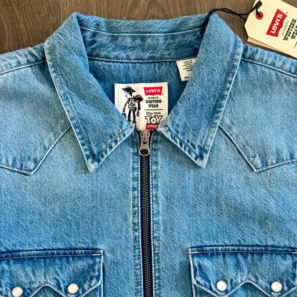 Levi's x Toy Story Denim Western Shacket Jean Shirt Jacket Size Large Unisex NWT - Picture 10 of 16